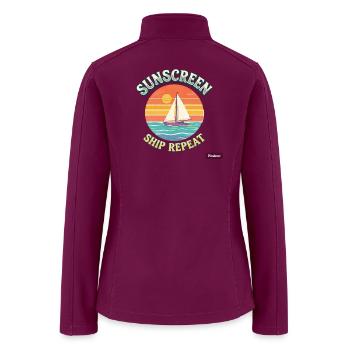 Sunset Sail Repeat Logo - Women’s Soft Shell Jacket - raspberry - Back