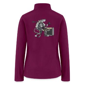 Rock Cat Guitarist Heavy Metal Volts Amplifier - Women’s Soft Shell Jacket - raspberry - Back