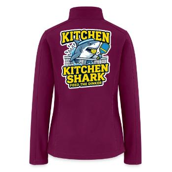 Funny Kitchen Shark Pickleball Mascot Design - Women’s Soft Shell Jacket - raspberry - Back