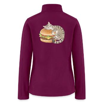 Cat Using Burger as a Pillow - Women’s Soft Shell Jacket - raspberry - Back