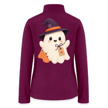 Cute Ghost Halloween Scrapbook Arts Crafts  - Women’s Soft Shell Jacket - raspberry - Back