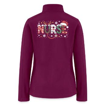 Nurse Christmas Stethoscope Art - Women’s Soft Shell Jacket - raspberry - Back