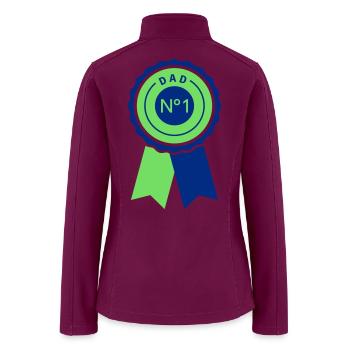 Dad No.1 – Award Ribbon Badge - Women’s Soft Shell Jacket - raspberry - Back