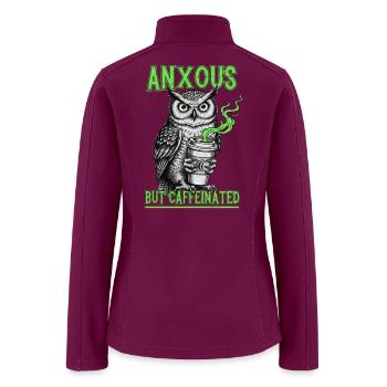 Anxious but Caffeinated Owl - Women’s Soft Shell Jacket - raspberry - Back