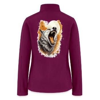 Howling Wolf Under Full Moon - Women’s Soft Shell Jacket - raspberry - Back