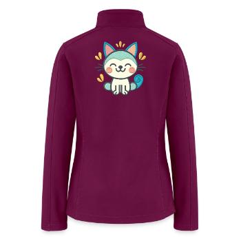 Happy Kitty Embroidered Cotton - Women’s Soft Shell Jacket - raspberry - Back
