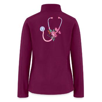 Floral Stethoscope - Women’s Soft Shell Jacket - raspberry - Back