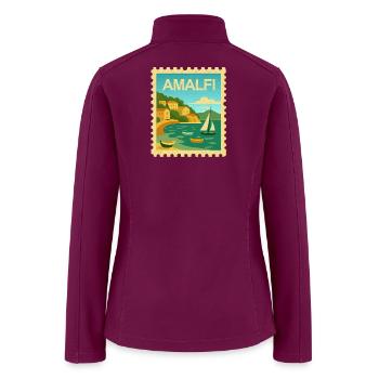 Vintage Style Stamp - Amalfi Italy - Women’s Soft Shell Jacket - raspberry - Back