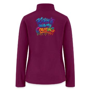 Colorful Cousin Friendship Quote - Women’s Soft Shell Jacket - raspberry - Back