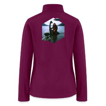 UFO with Bigfoot/Sasquatch, Loch Ness monster - Women’s Soft Shell Jacket - raspberry - Back