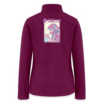 Pastel Anime Girl with Glasses - Women’s Soft Shell Jacket - raspberry - Back