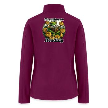 Frog Reading Among Marigolds - Women’s Soft Shell Jacket - raspberry - Back