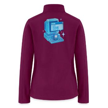 Y2K Retro Tech Computer & Virtual Pet Glitch  - Women’s Soft Shell Jacket - raspberry - Back
