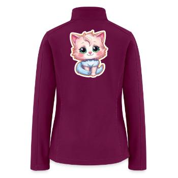 Kawaii Pink Kitten with Blue Collar - Women’s Soft Shell Jacket - raspberry - Back