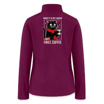 Anxious Cat: Coffee First - Women’s Soft Shell Jacket - raspberry - Back