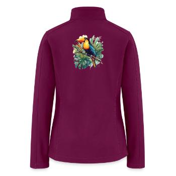 Tropical Toucan Watercolor - Women’s Soft Shell Jacket - raspberry - Back