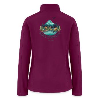 Earth Day Mountain Forest Lake Scene - Women’s Soft Shell Jacket - raspberry - Back