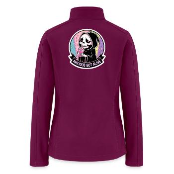 Anxious But Alive Skeleton Funny Motivational - Women’s Soft Shell Jacket - raspberry - Back