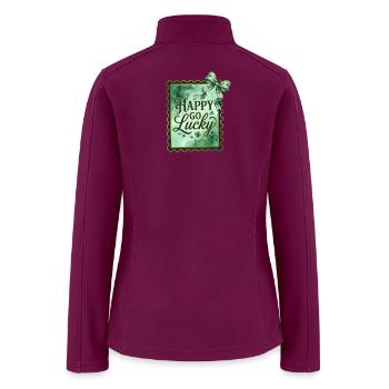 Happy Go Lucky Shamrock Stamp - Women’s Soft Shell Jacket - raspberry - Back