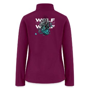 Teal Shadow Wolf Fractal Bloom - Women’s Soft Shell Jacket - raspberry - Back