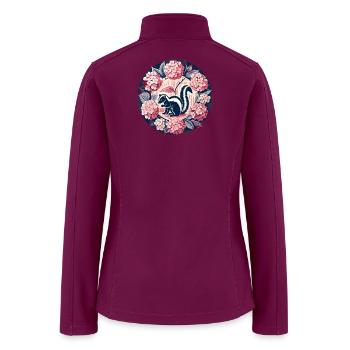 Hydrangea Circle Skunk Motif - Women’s Soft Shell Jacket - raspberry - Back