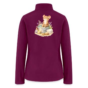 Cute Mouse Foot Bath Illustration - Women’s Soft Shell Jacket - raspberry - Back