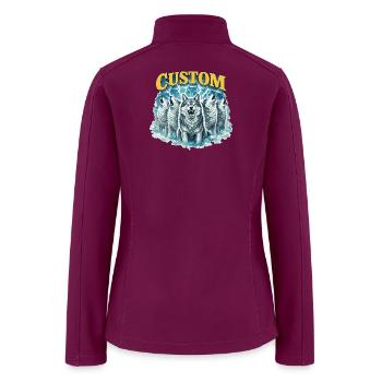Custom Wolf Pack Design Howling Wolves Vintage - Women’s Soft Shell Jacket - raspberry - Back
