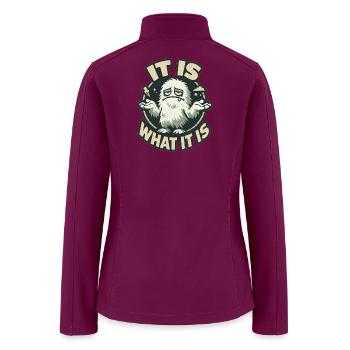 Its What It Is Funny Shrugging White Yeti  - Women’s Soft Shell Jacket - raspberry - Back