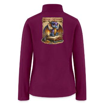 Reading Cave Guard Cute Fantasy Book Dragon - Women’s Soft Shell Jacket - raspberry - Back