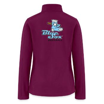 Blue Sock Mascot Baseball Logo - Women’s Soft Shell Jacket - raspberry - Back