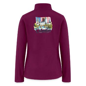 Columbus Skyline Watercolor Flag - Women’s Soft Shell Jacket - raspberry - Back