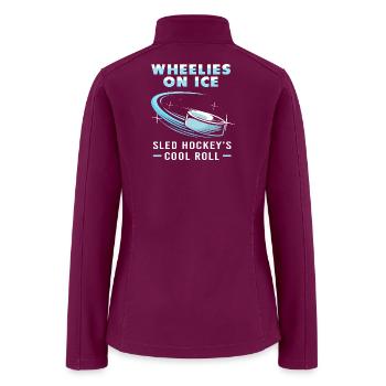 Sled Hockey Player Sledging Hockey Goalie - Women’s Soft Shell Jacket - raspberry - Back