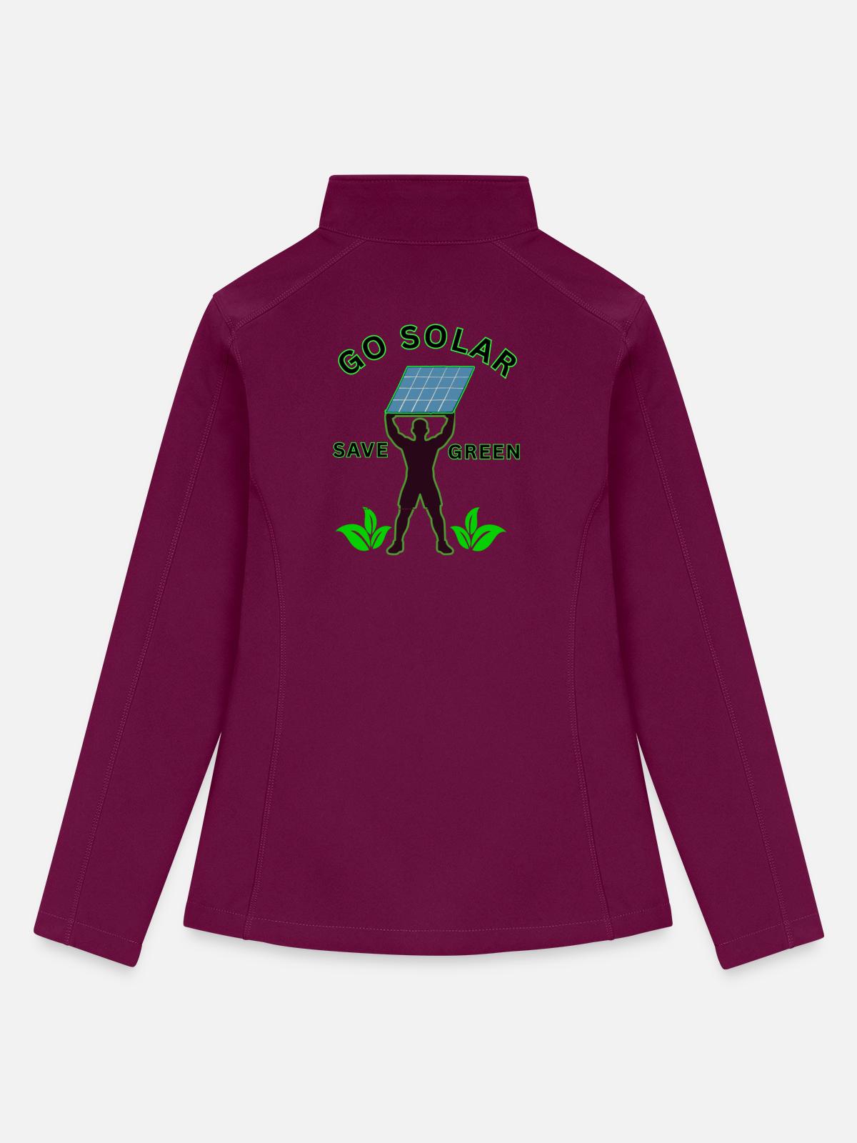 Go_solar-_save_green_-height - Women’s Soft Shell Jacket - raspberry - Back