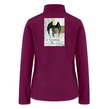 Mothman Newspaper Collage - Women’s Soft Shell Jacket - raspberry - Back