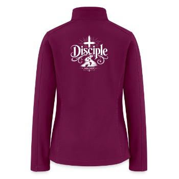 Disciple Commitment Luke 14:27 Sacrifice Scripture - Women’s Soft Shell Jacket - raspberry - Back