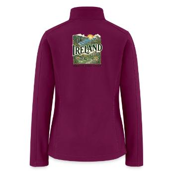Minimalist Ireland Travel Poster | Irish Landscape - Women’s Soft Shell Jacket - raspberry - Back