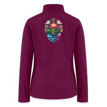 Mystical Lotus Turtle Celestial Fantasy Art - Women’s Soft Shell Jacket - raspberry - Back