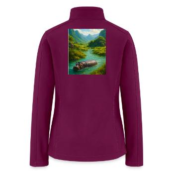Hippo of Verdant River Valley - Women’s Soft Shell Jacket - raspberry - Back