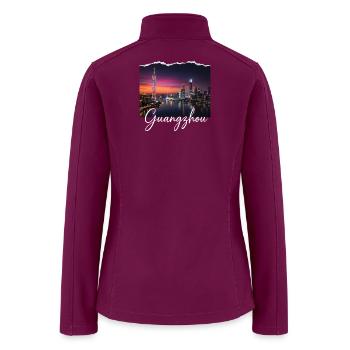Guangzhou Neon Skyline at Dusk - Women’s Soft Shell Jacket - raspberry - Back