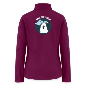 Funny Book Lover UFO Take Me Away Book Club Book - Women’s Soft Shell Jacket - raspberry - Back