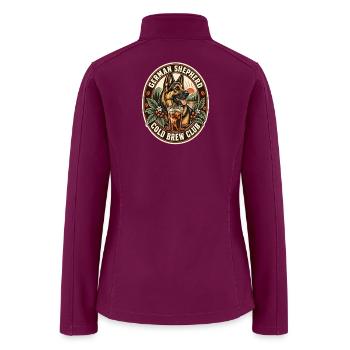 German Shepherd Cold Brew Coffee Graphic - Women’s Soft Shell Jacket - raspberry - Back