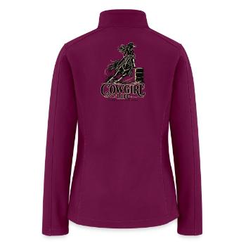 Minimalist Barrel Racer Girl Cowgirl Life Horse - Women’s Soft Shell Jacket - raspberry - Back