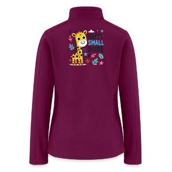Happy Small Dude Giraffe Illustration Fun Kids Art - Women’s Soft Shell Jacket - raspberry - Back