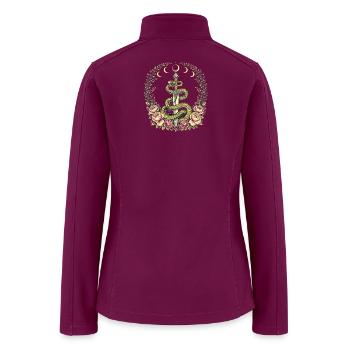 Mystic Serpent and Moonlit Bloom Design - Women’s Soft Shell Jacket - raspberry - Back