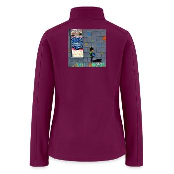 Art Equals Social: Globe Kid Mural - Women’s Soft Shell Jacket - raspberry - Back