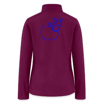 Caterpillar apple fruit peeks out of hole smiles - Women’s Soft Shell Jacket - raspberry - Back