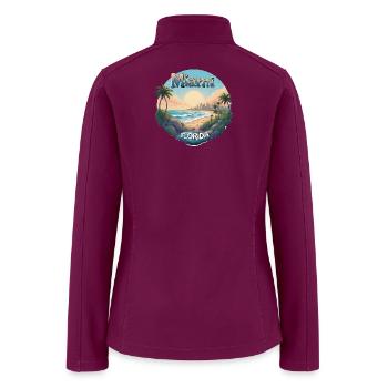 Miami Coastline Sunset Illustration - Women’s Soft Shell Jacket - raspberry - Back