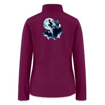 Wolf Howling at the Moon - Women’s Soft Shell Jacket - raspberry - Back