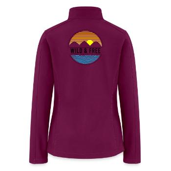 Striped Sunset Over Mountain Lake - Women’s Soft Shell Jacket - raspberry - Back