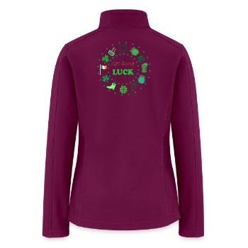 Get Some Luck Circle Shamrocks St Patrick's Day - Women’s Soft Shell Jacket - raspberry - Back